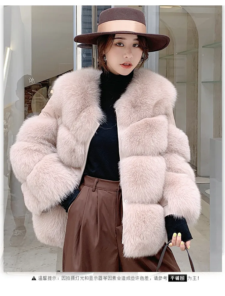 ZDFURS* зимнее женское пальто из натурального Лисьего меха, куртка с мехом, женский пуховик с натуральным мехом, верхняя одежда