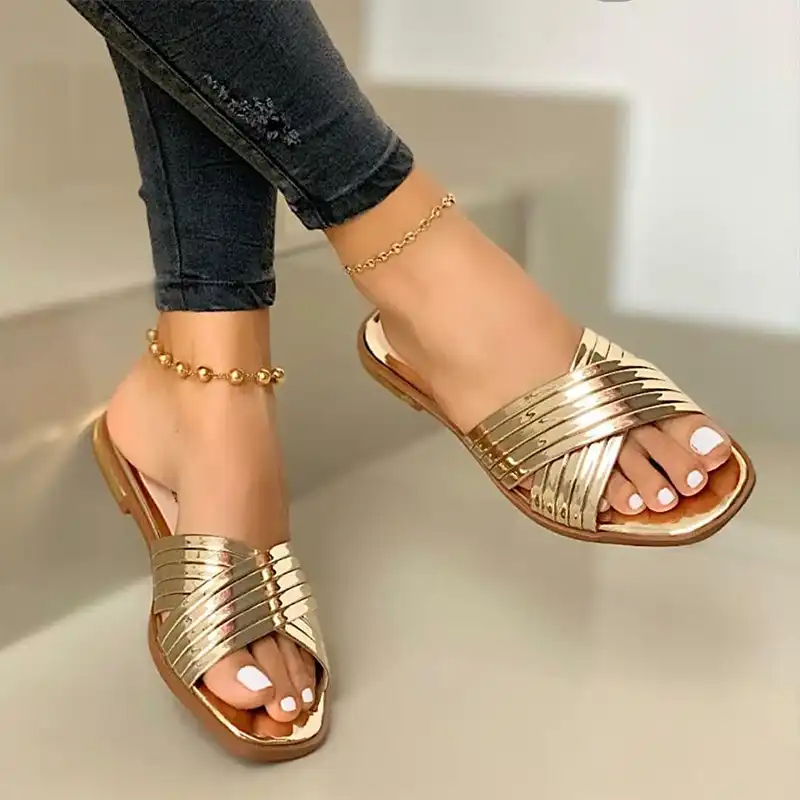 ladies gold flats