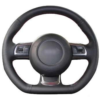 

Black PU Faux Leather Hand-stitched Car Steering Wheel Cover for Audi R8 2008-2010 TT 2008-2015
