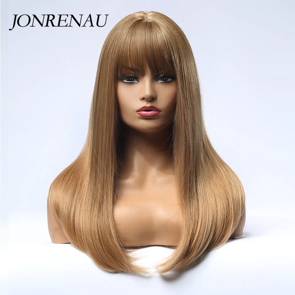 Jonrenau 5 Colors Long Silky Straight Hair Synthetic Golden Blonde