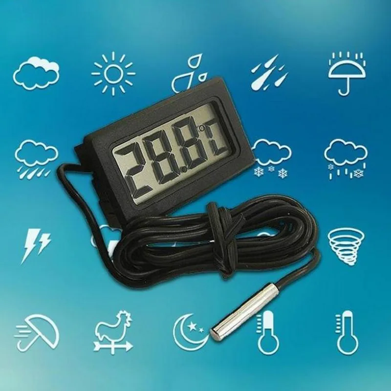 Urijk 1 шт. ЖК-цифровой термометр водонепроницаемый аквариумный термометр 2 секунды цифровой датчик метеостанция