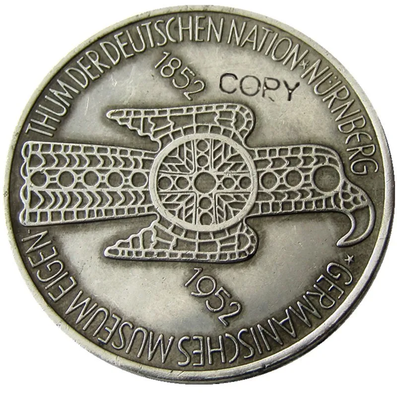 Германия серебро 5 Deutche Mark 1952D Посеребренная Имитация монеты - Color: OLD COLOR