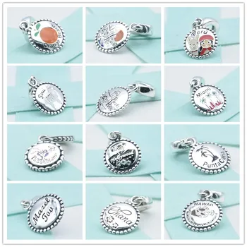 

2020 Authentic 100% 925 Sterling Silver Beach Charms palm Puerto Rico Pendants Beads Fit Charm Necklace Bracelets DIY For Women