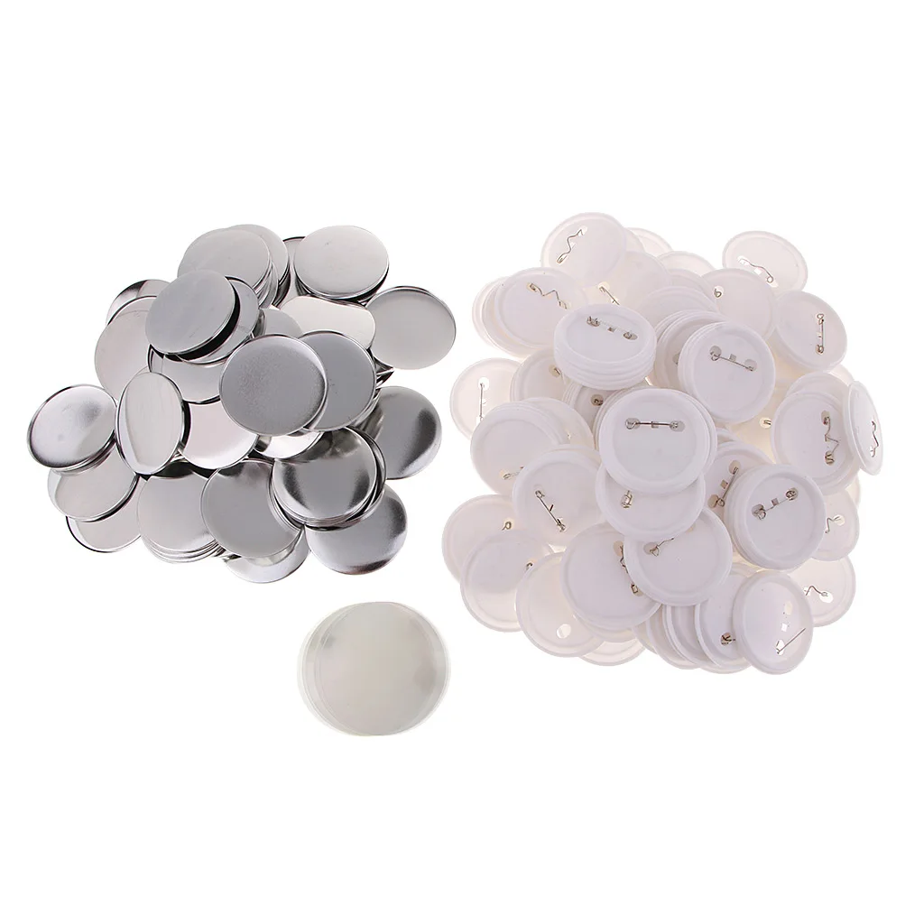 100 Sets Button Parts for Badge Maker Machine Button DIY Crafts and Children's Craft Activities (58mm 2¼ inch)