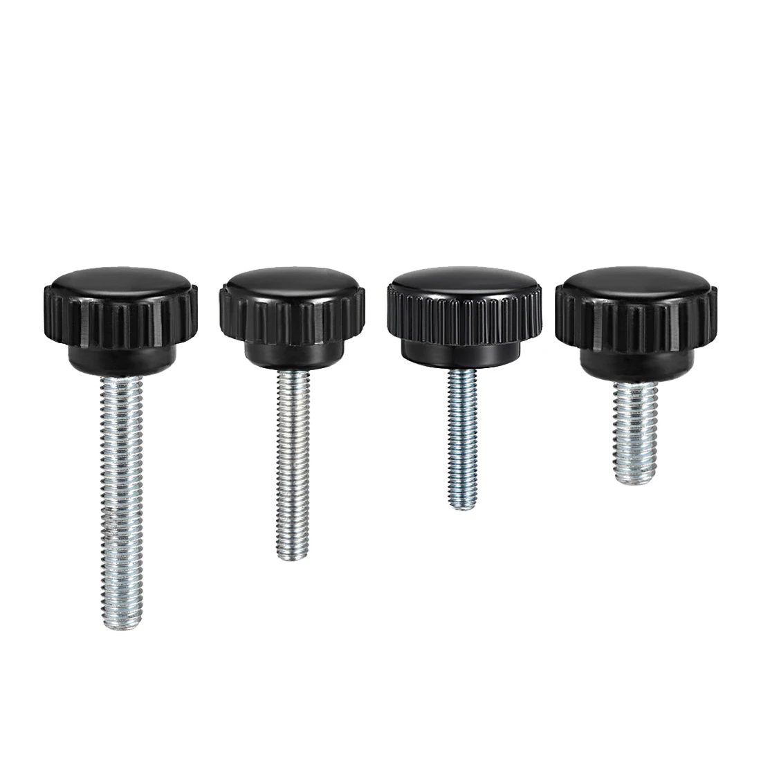 

uxcell 4pcs Knurled Clamp Knobs M4/5/6/8 Male Thread Dia. 10/14/15/20/25/30/35mm Long Grip Thumb Screw on Type Round Head