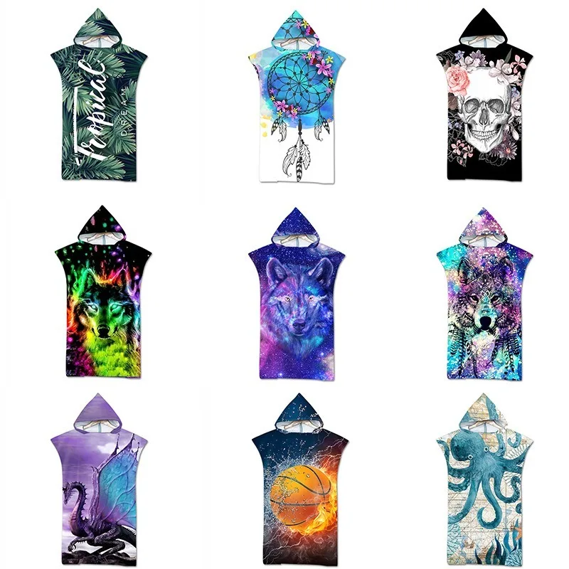 Cloaks Bathrobe Hooded Microfiber-Fabric Swimming-Pool Beach-Towel Fitness Changing Adult
