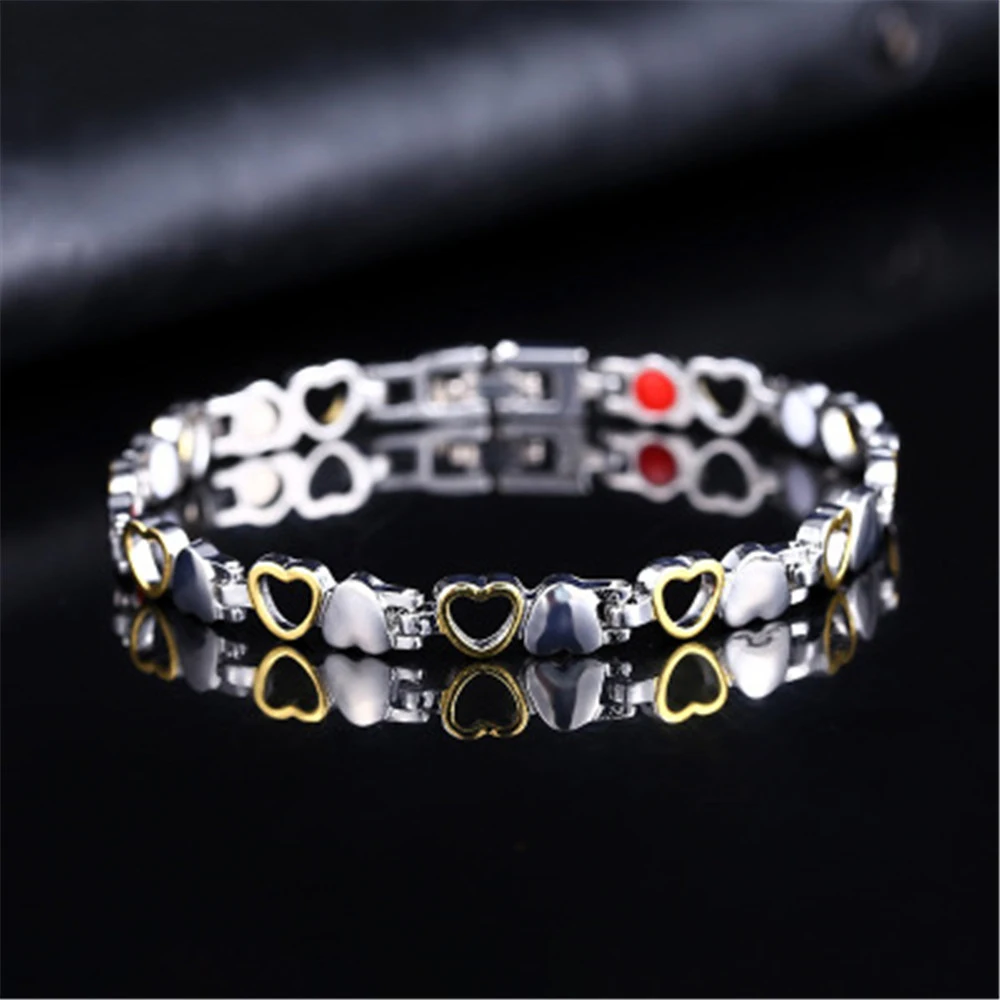 Здоровый энергетический браслет для женщин, очаровательные ювелирные изделия, мужской браслет, сердечный дизайн, нержавеющая сталь, здоровье, магнитный браслет цепочка