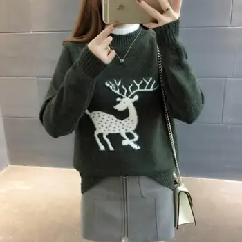 

Round Neck Print Sweater Cashmere Warm Sweater Winter Clothes Women Long Sleeve Sweater Trend Knitted Pullovers