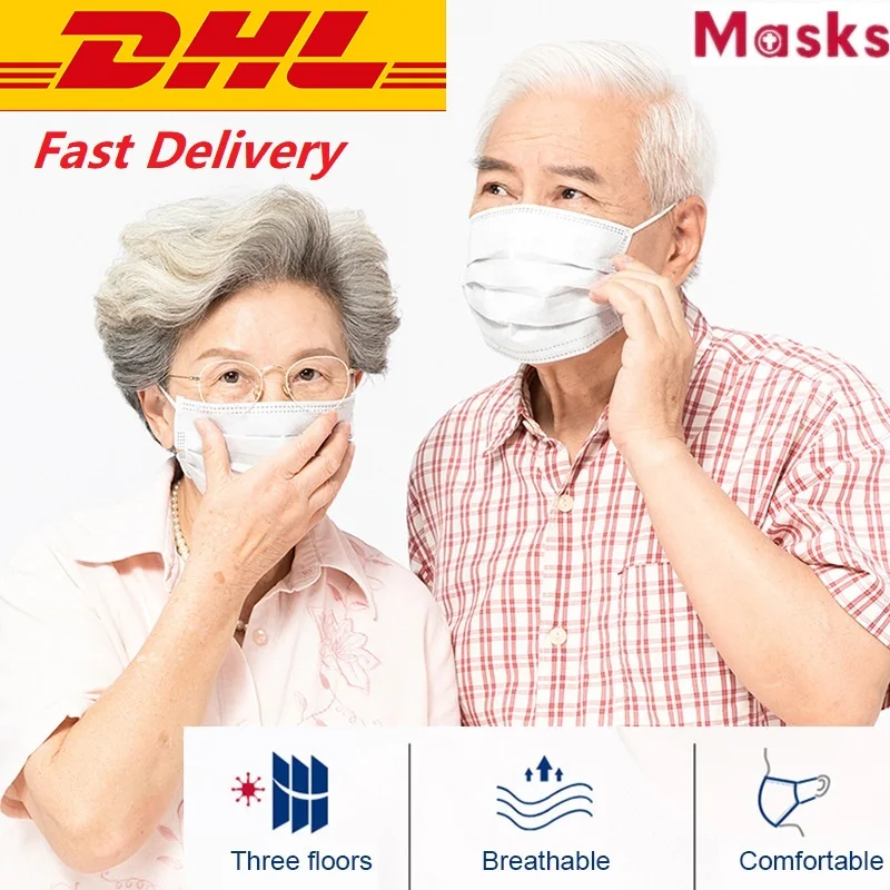 

Non-woven Surgical whtie Mask 3-ply anto-virus Facial Protective Cover anti-virus Masks anti-bacteria CE DHL Fast Shipping