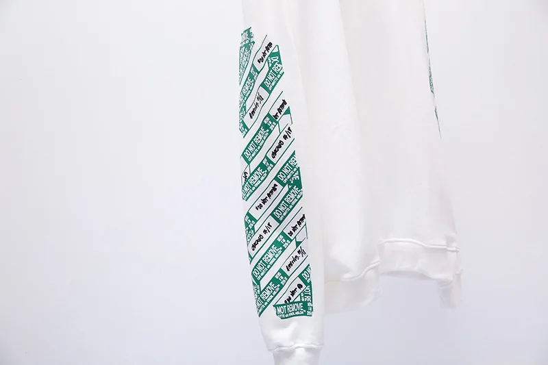 Off-white персональная стрелка-указатель Стикер Печать Большой размер Круглый вырез уличная спортивная женская мужская Толстовка