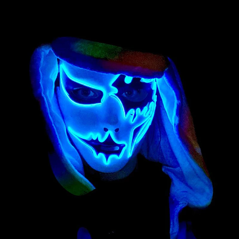 halloween costumes 2022Hot Sales Fashion LED Mask Luminous Glowing Halloween Party Mask Neon EL Mask Halloween Cosplay Mask Mascara Horror Maska sexy cosplay