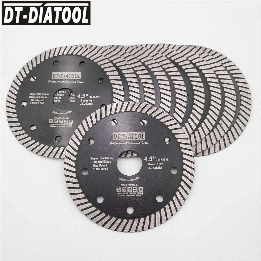dt-diatool-10-pces-diametro-115mm-45-polegada-diamante-quente-pressionado-super-fino-turbo-viu-laminas-ceramica-telha-marmore-granito-disco-de-corte