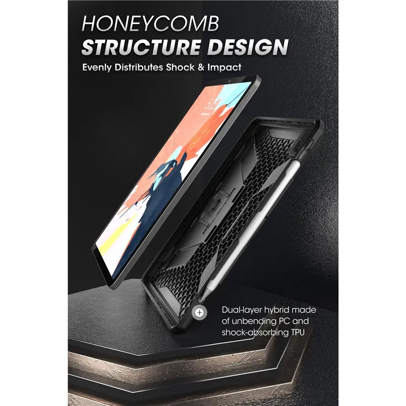 Supcase-ub Capa de Borracha Robusta de Corpo Inteiro para Ipad Pro Suporte de Lápis Apple Integrado Kickstand 12.9 Case 2023 2023 2023 - Imagem 2