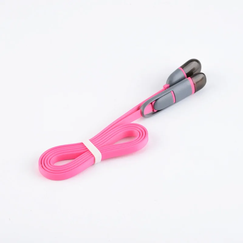 2 в 1 кабель для зарядки Micro Usb кабель для осветительный кабель мульти Цвет кабель Micro Usb 8 Pin для IPhone X XR XS 5S Sumsung Honor huawei - Цвет: Pink