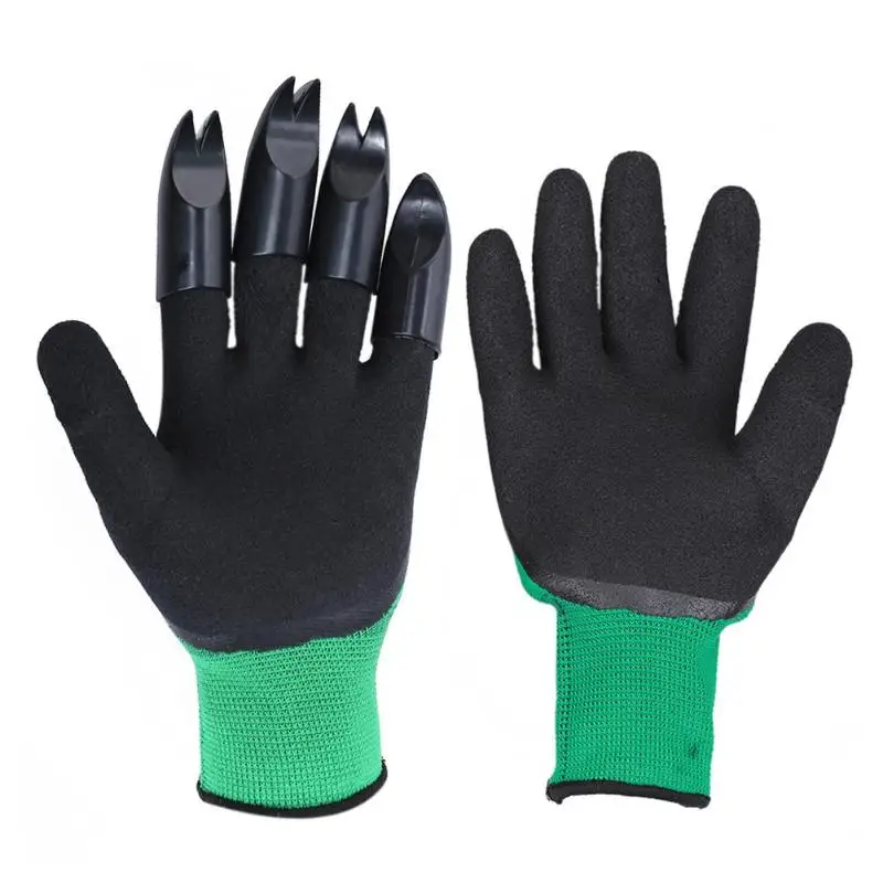 Garden Gloves 4 Hand Claw ABS Plastic Rubber Gloves Quick Excavation Plant Waterproof Insulation Home garden supplies - Цвет: 1 Pair