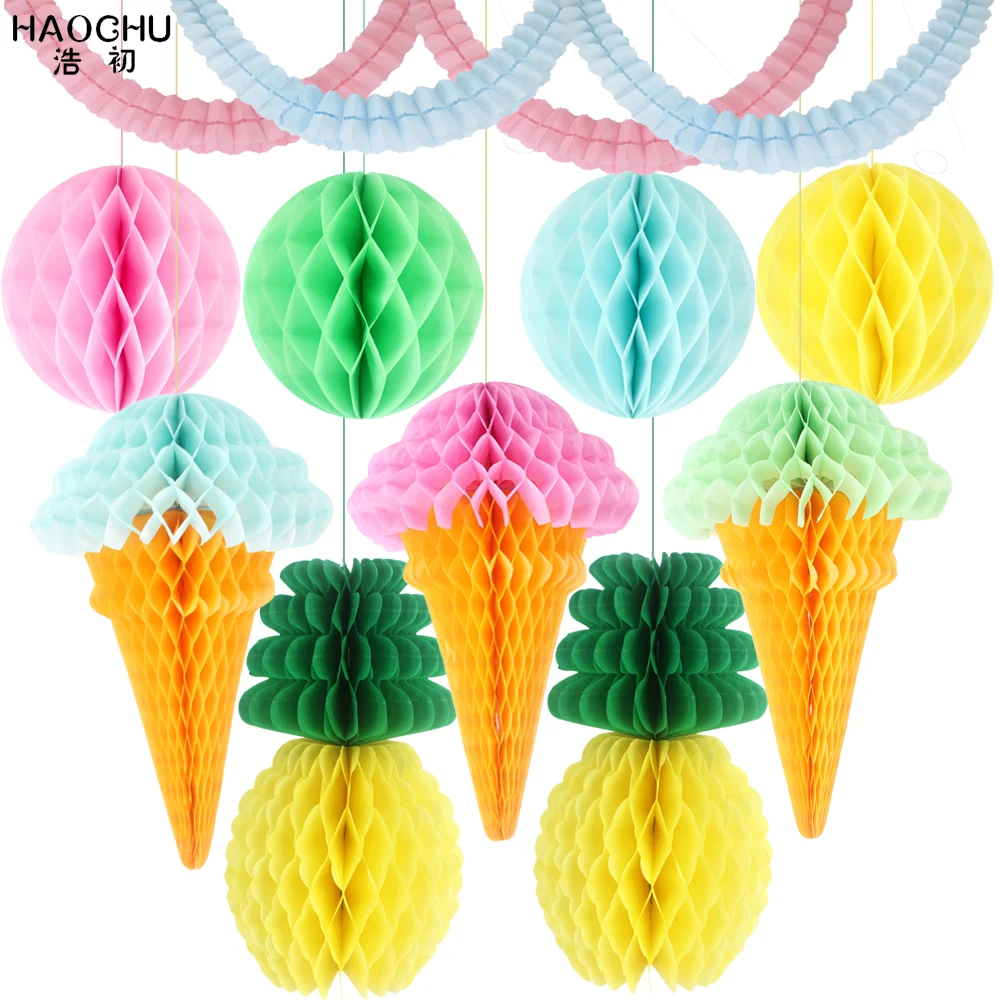 11 шт./лот фонарик из салфетки мороженое/ананас сотовые шарики гирлянда для дома сада украшение