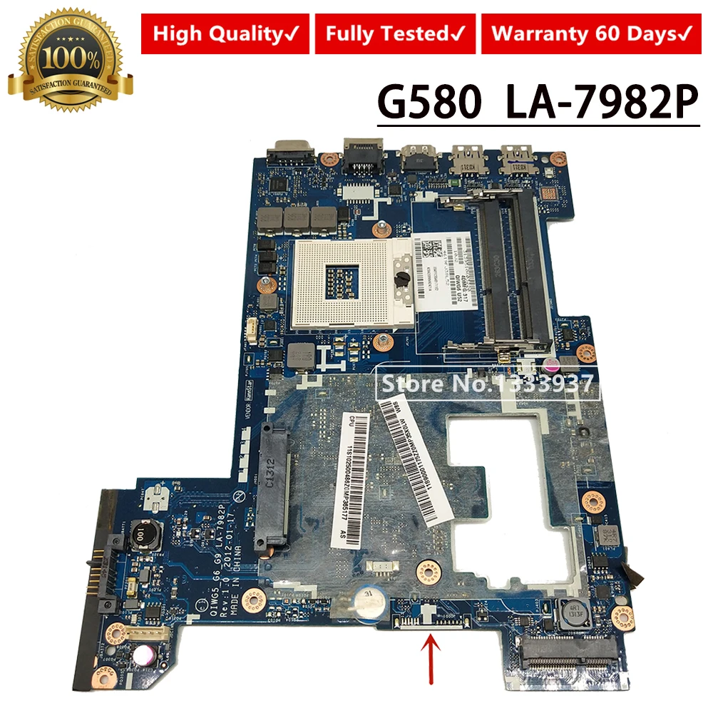 

QIWG5_G6_G9 LA-7982P For Lenovo G580 N580 P580 Laptop Motherboard 100% Tested mainboard