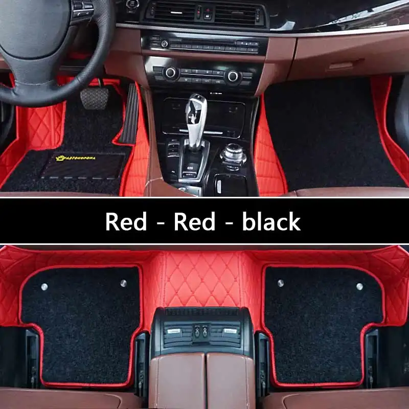 AUTOROWN 3D автомобильные коврики с дополнительной резиновой накладкой Аксессуары в салон машины Кожаные коврики для Toyota Camry 30 40 50 55 70 2001- Коврики из эко-кожи Полный комплект на весь салон автомобиля - Название цвета: red-red-black