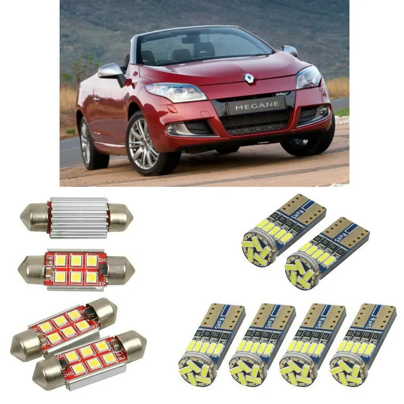 Внутренний светодиодный автомобильный светильник s для Renault megane cc ez01 cabrio 2010 автомобильные аксессуары фонарь для багажника номерного знака светильник 12 шт