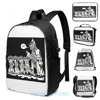 

Funny Graphic print Spooky Skeleton USB Charge Backpack men School bags Women bag Travel laptop bag