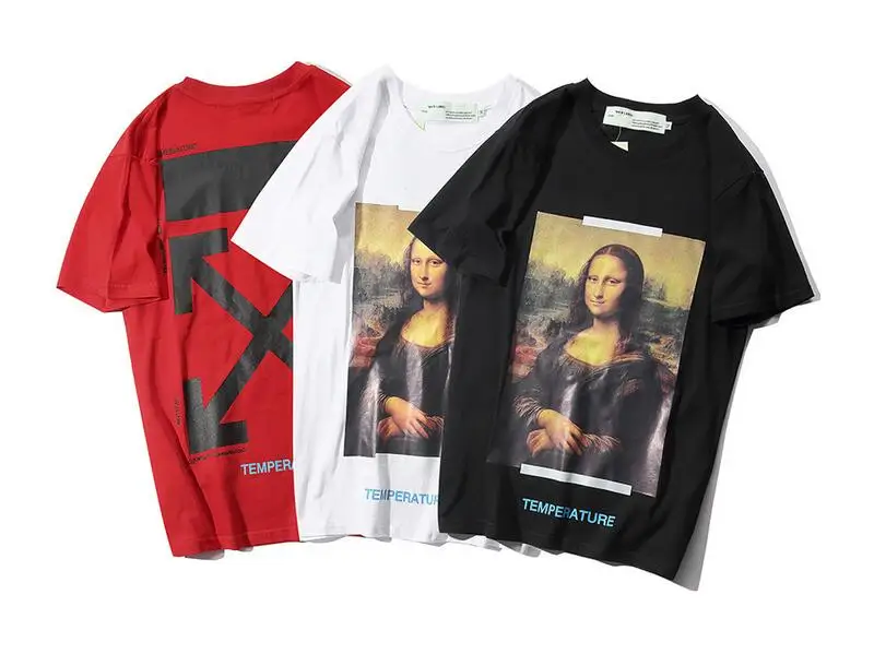 Европейские и американские модели 19SS Off-White OW Mona Lisa для мужчин и женщин, для влюбленных пар, Модная хлопковая футболка с круглым вырезом и коротким рукавом