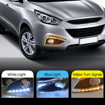 

CSCSNL 2Pcs Super bright car light For Hyundai IX35 2009 2010 2011 2012 2013 LED DRL Daytime Running Lights with fog lamp hole