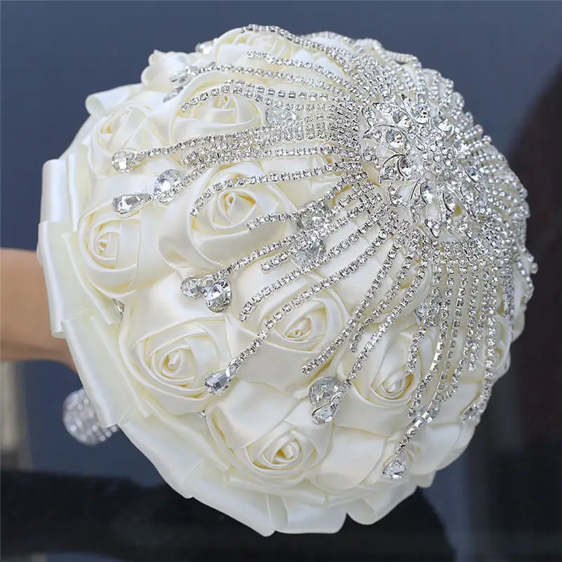 WifeLai-7 видов стилей Шелковый букет цвета слоновой кости ручной работы свадебные букеты невесты цветы с бриллиантами жемчужные TN-6