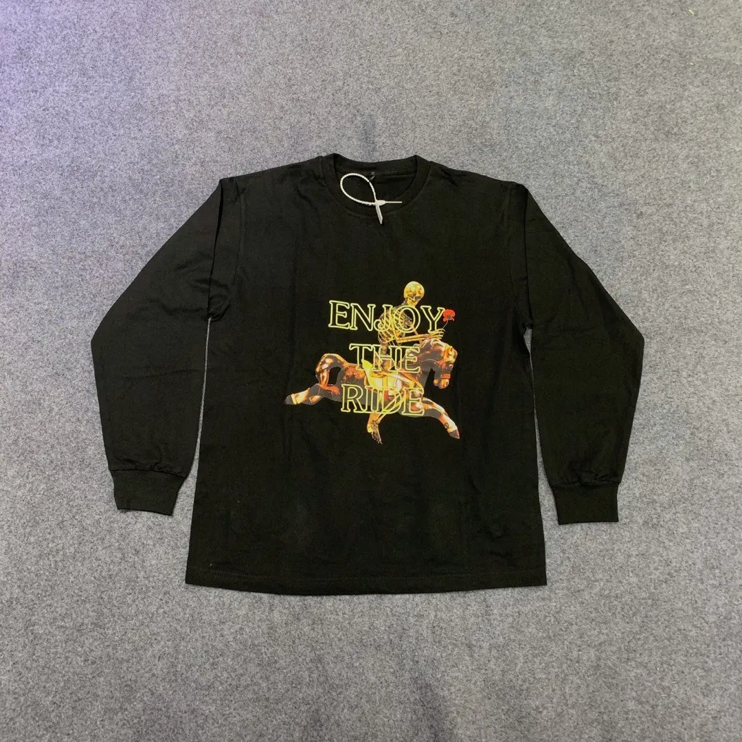 19SS с изображением Трэвиса Скотта Astroworld Enjoy The Ride футболки для мужчин и женщин с длинным рукавом астромир футболка Скелет астромир футболка