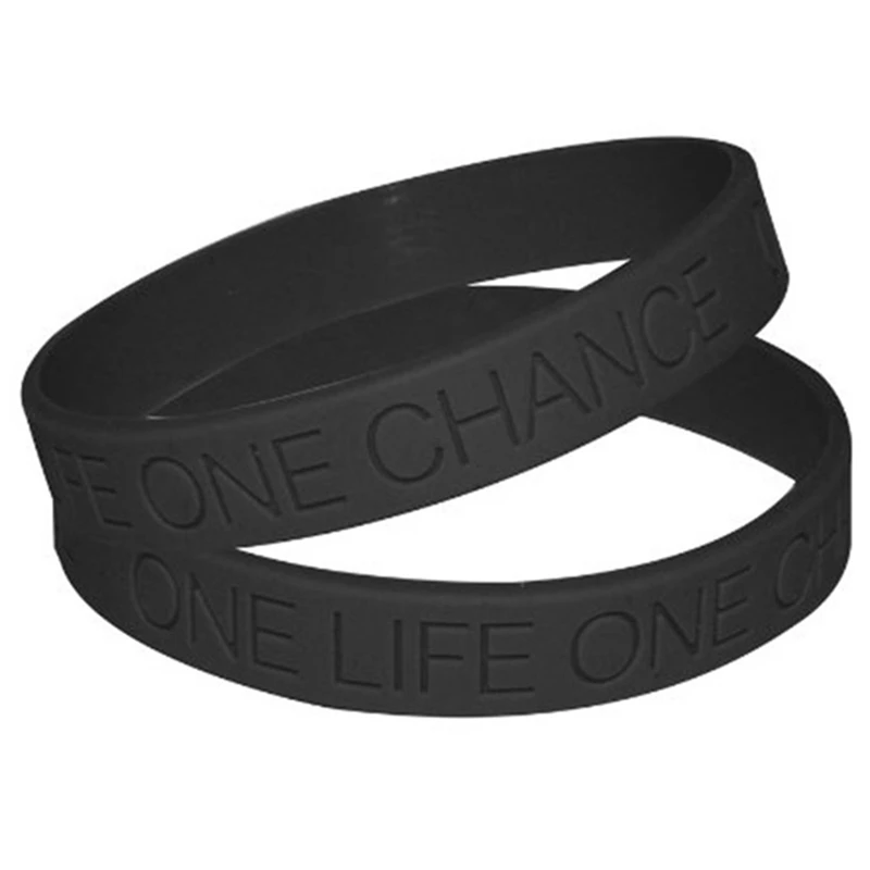 Silicone Wristband 1PC Fashion One Life One Chance Printed Sports Bracelet Bangles Rubber Bracelet Men Women Jewelry