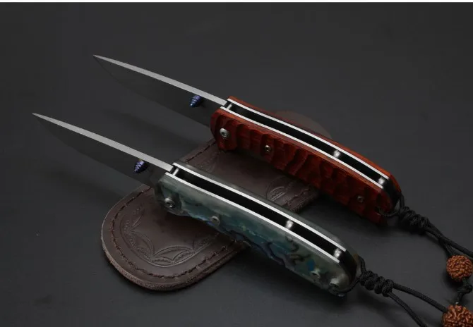 Damascus Steel Two colors Folding Knife 58HRC Outdoor Self Defense Camping Hunting Survival Knives EDC Sharp Tactical Pocket