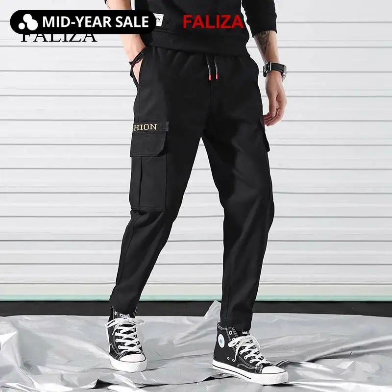 

FALIZA New Men's Joggers Pants Spring Cargo Pants Men Jogger Harem Pants Hip Hop Streetwear Pockets Trousers Big Size 7XL PA38