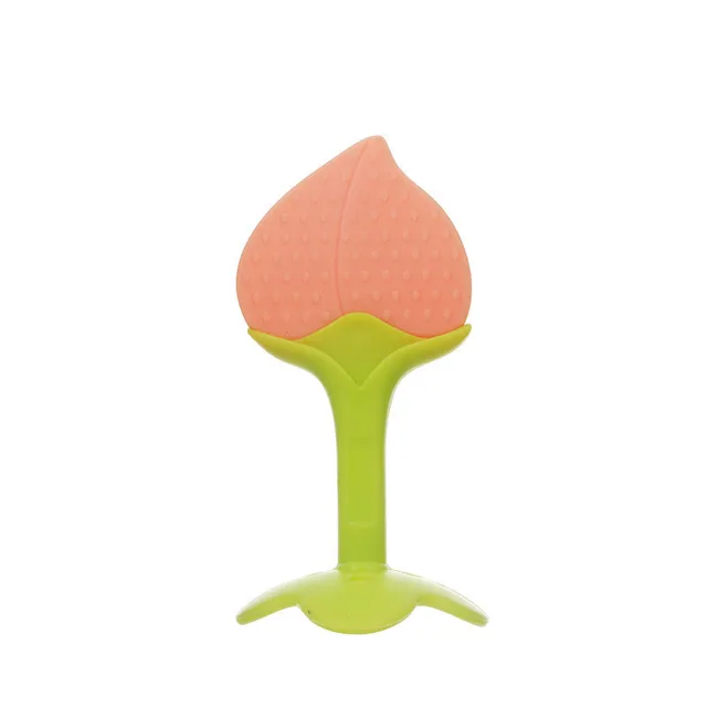 Teething & Massaging Toy Silicone Baby Teether for Teeth Infant Dental Care Accessories Newborn Fruit Chew Toys for Newborn Peach