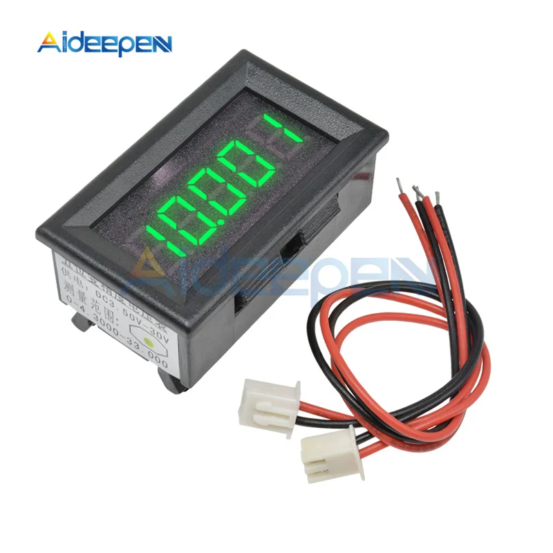 Green DC 0-4.3000-33.000V 5 цифр 3 провода светодиодный цифровой вольтметр детектор напряжения тестер для панели автомобиля красный синий желтый зеленый - Цвет: Green