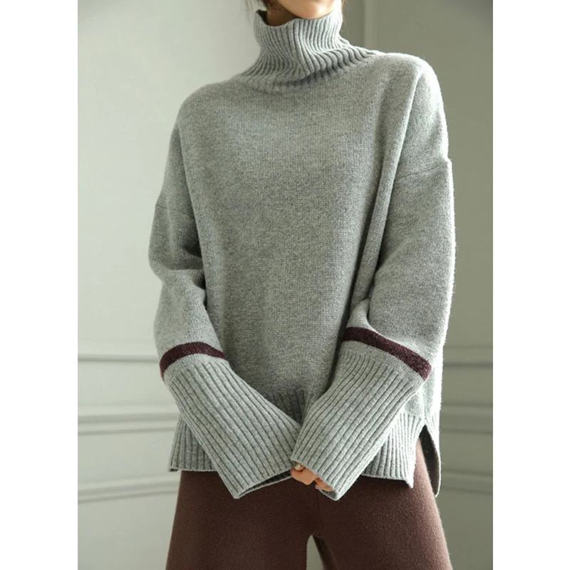 pink sweater Women clothing korean fashion knitted High collar Hedging Wool sweater y2k Casual oversized warm Slim female pullovers Top women black sweater Sweaters