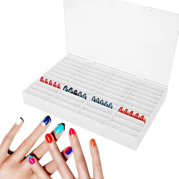 

Acrylic Fake Nail Display Case Manicure Tool Storage Box Container 44 Grids Decoration Fake Nail Display Case Empty Stand