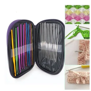 

22pcs/set Hand Sewing Needles Knitting Needles Metal Crochet Sweater Needles Suit Stainless Steel Aluminum Crochet Set
