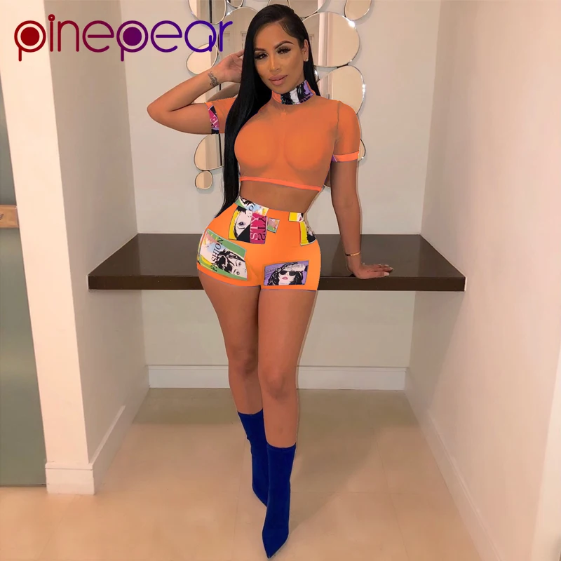 PinePear Character Print Mesh Sexy Crop 