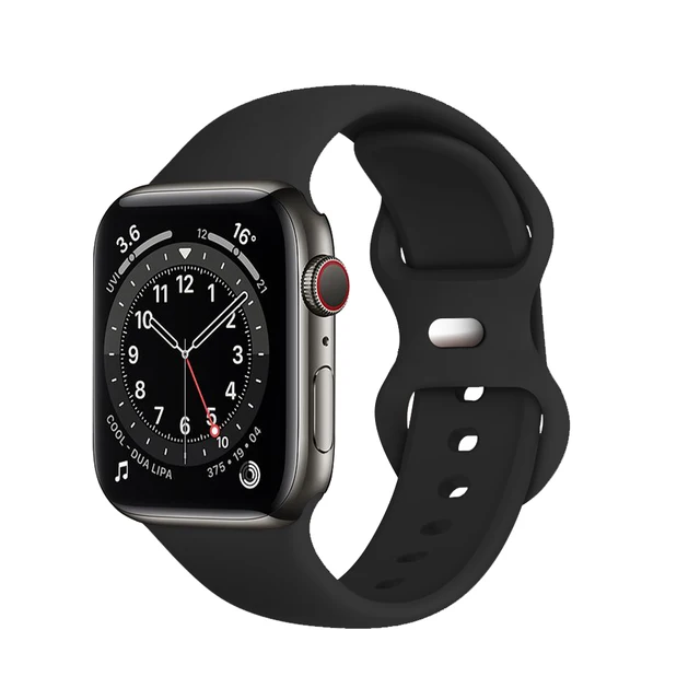 Silicone Sport Band For Apple Watch Series Se 6 543 44mm 40mm Smart Bracelet Watchband Pin Tuck Strap on iWatch 7 38mm 42mm 41mm 1 black