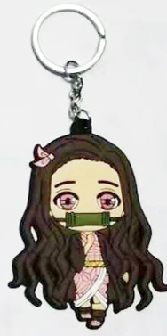 A 50 шт./лот аниме демон убийца: Kimetsu no Yaiba ПВХ Рисунок брелок кулон игрушки Tanjirou Nezuko фигурки двусторонний набор ключей - Цвет: A