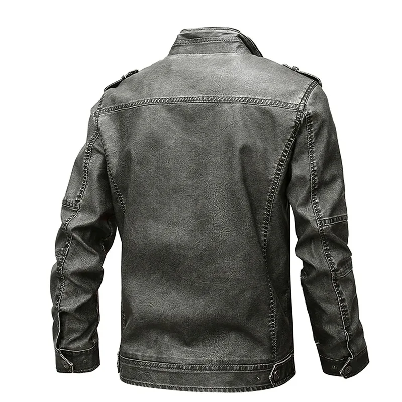 Black Leather Jacket Mens Motorcycle leather jacket Men Autumn Winter Stand Collar Zipper Leather Coats Biker Motor Jackets 5XL