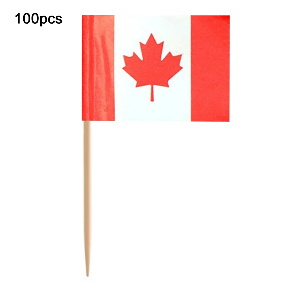 Canada 100 шт. Американский Канада Франция Англия Германия флаг рука волна флаг национальные флаги торжество парад вечерние поставки торт Декор флаг - Цвет: Canada