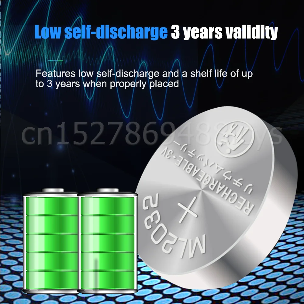 2-10PCS ML2032 ML 2032 3V Rechargeable Lithium Battery For Remote Control Watch Toy Scale Replace CR2032 DL2032 ECR2032 BR2032 coin cell battery