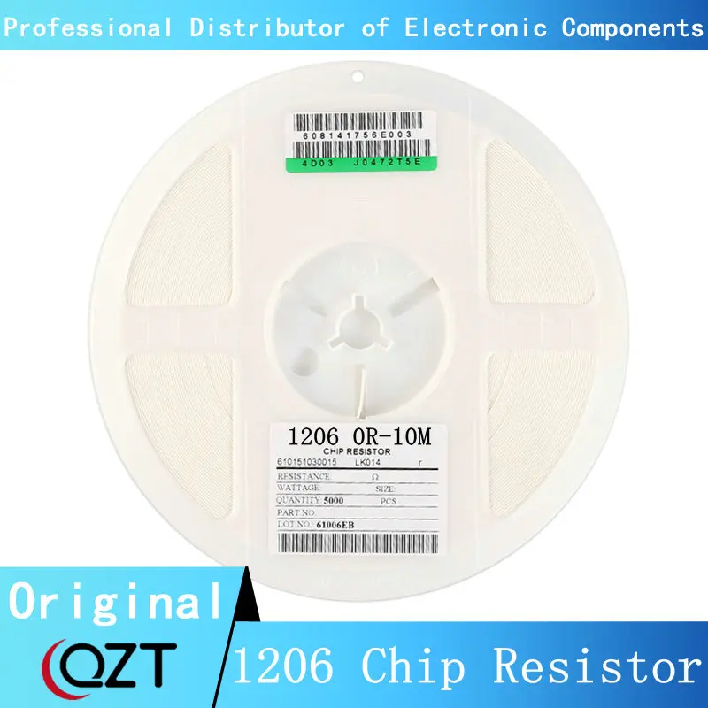 5000Pcs 1206 SMD 1/4W 1% 0R ~ 10M chip resistor 0 10R 100R 220R 330R 470R 1K 4.7K 10K 47K 100K 0 10 100 330 470 ohm 100pcs 1206 1% high precision chip resistors 1r 2r 3r 4r 5 6r 10r 20r 30r 40r 56r 68r 82r 0 1r 100r 220r 470r 1k 10k 20k 33k 82k