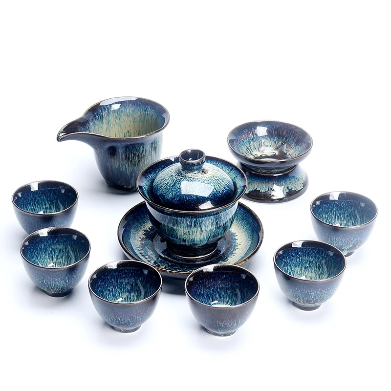 

Chinese teaware household ceramic Japanese style kungfu puer oolong tea set teapot cover bowl cup set gift box