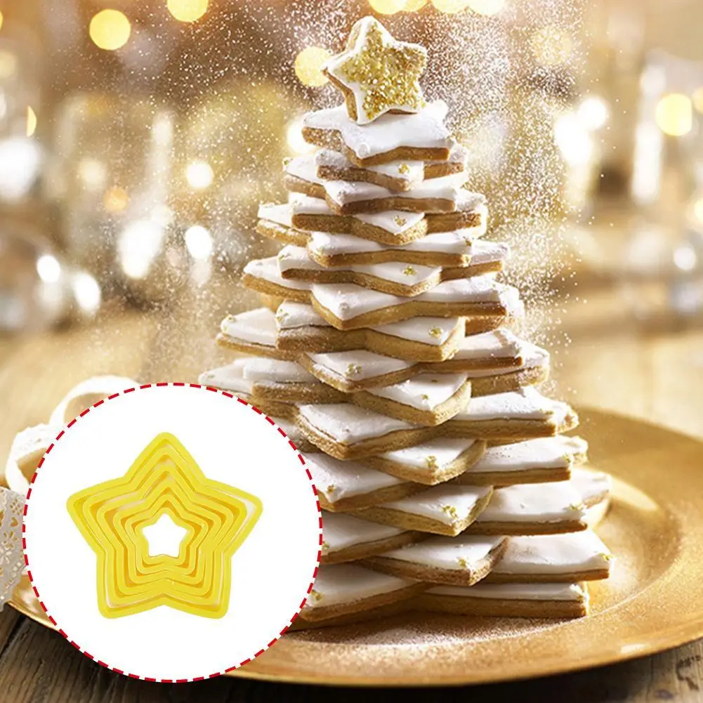 

6Pcs Set Christmas Tree Cookie Stars Shape Fondant Cake Biscuit Mold 3D Cake Decorating Mould baking Tools