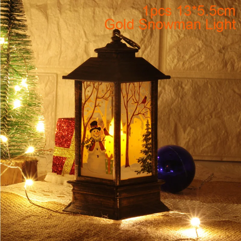 Санта-Клаус, снеговик, светильник, Рождественский Декор, рождественские украшения для дома, дерево, Navidad Noel, рождественский подарок, год - Цвет: Gold Snowman