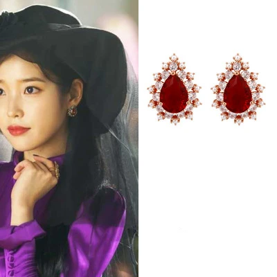 JT001-13-red 이지은 DEL отель Луна Иу 장만월korean драм TV новые модные серьги Элегантные для женщин Серьги brincos, можно носить с орнаментом - Окраска металла: JT001-13-red