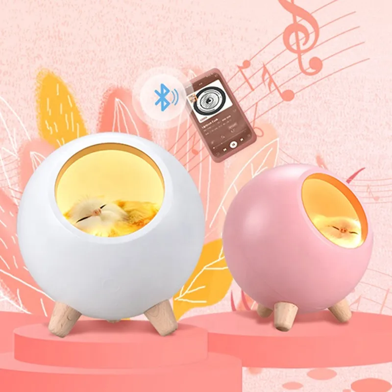 Cat House Night Light Bluetooth Speaker Touch Dimming LED Baby Kids Bedside Sleep Lamps Bedroom Home Decor Holiday Gift For girl | Лампы и