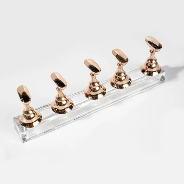 Multi-color 5Pcs Magnet Magnetic Nail Tip Display Work Stand Set 10.5X7X1.5cm 5Pcs Press On Nail Tool Nail Art Practice Holder Rose gold