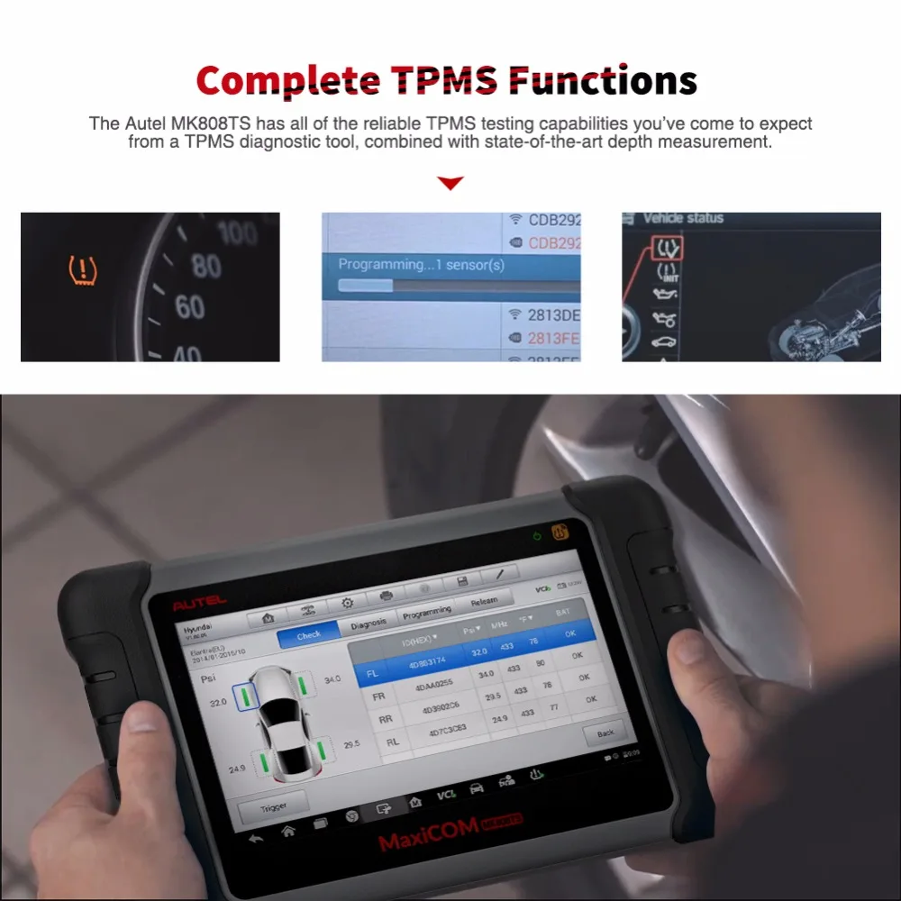 Autel MK808TS Профессиональный Автомобильный сканер TPMS Программирование OBD2 Bluetooth